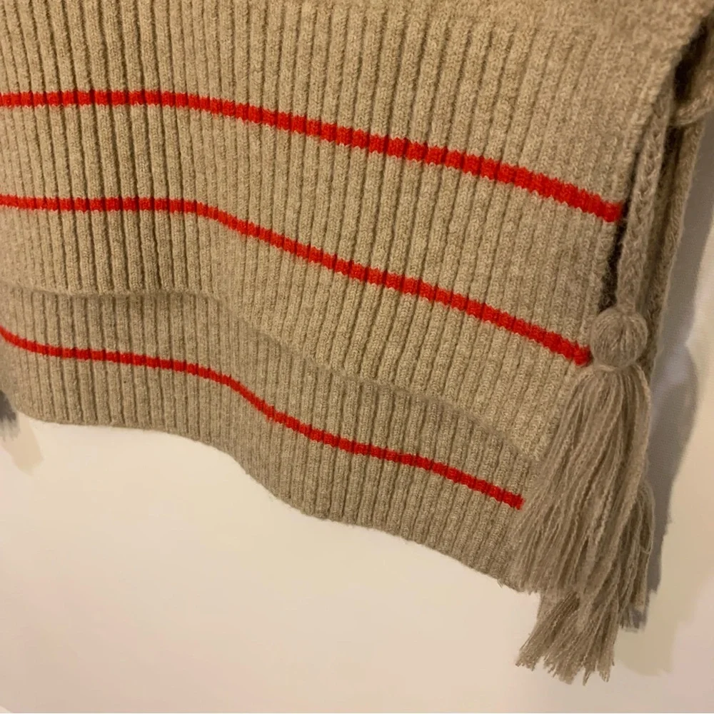 Free People Tan and Red V-Neck Sweater Vest with Side-Ties • O/S - Picture 3 of 5